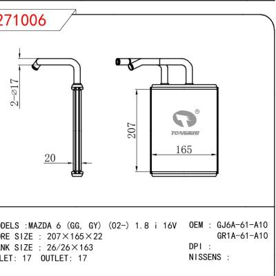 適用于MAZDA MAZDA 6 (GG， GY) (02-) 1.8 i 16V OEM:GJ6A-61-A10/GR1A-61-A10