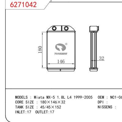 適用于MAZDA Miata MX-5 1.8L L4 1999-2005 OEM:NC1-061A-10A