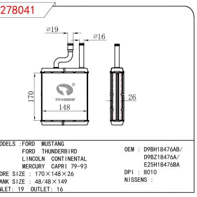 適用于FORD FORD MUSTANG/FORD THUNDERBIRD /LINCOLN CONTINENTAL /MERCURY CAPRI 79-93 OEM:D9BH18476AB/D9BZ18476A/E25H18476BA