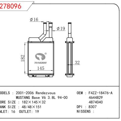 適用于FORD 2001-2006 Rendezvous/MUSTANG Base V6 3.8L 94-00 OEM:F4ZZ-18476-A/4644829/4874040