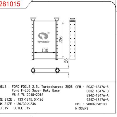 適用于SUBARU FORD FOCUS 2.5L Turbocharged 2008/Ford F-250 Super Duty Base/V8 6.7L 2015-2016 OEM:BC3Z-18476-A/BC3Z-18476-B/8S4Z-18476-A/9S4Z-18476-A