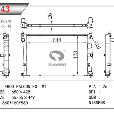 適用于福特獵鷹 FG  MT 散熱器