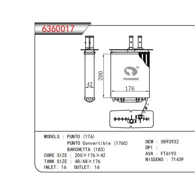 適用于PUNTO (176)PUNTO Convertible (176C)BARCHETTA (183) OEM:5893932