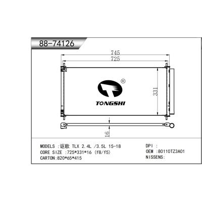 適用于  謳歌 TLX 2.4L /3.5L 15-18  冷凝器